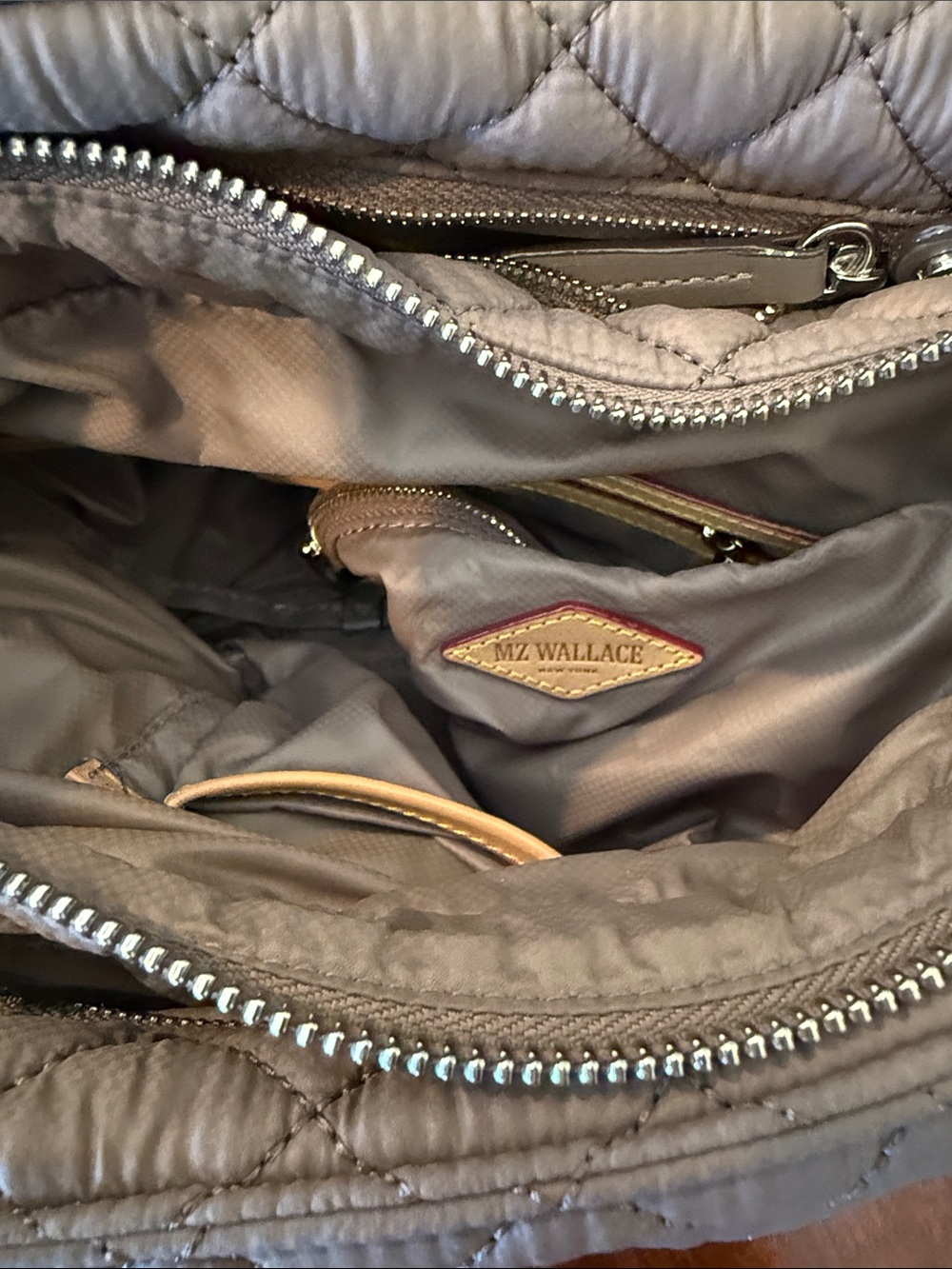 MZ Wallace Quilted Nylon Crossbody in Light Taupe - Picture 6 of 7